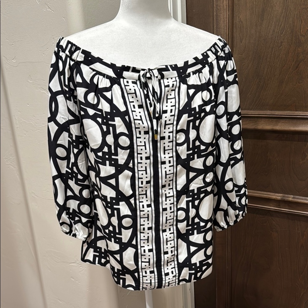 Alice & Trixie Black and White Off Shoulder Blouse
